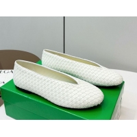 Low Price Bottega Veneta Rosa Ballerinas Flat in Mini Intrecciato Leather White 50823009