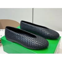 Buy Luxury Bottega Veneta Rosa Ballerinas Flat in Mini Intrecciato Leather Black 0823010