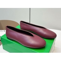 Good Quality Bottega Veneta Rosa Ballerinas Flat in Calfskin Leather Burgundy 50823013
