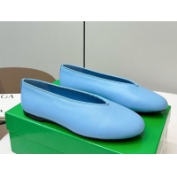 Best Grade Bottega Veneta Rosa Ballerinas Flat in Calfskin Leather Blue 50823016