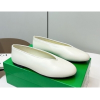Shop Duplicate Bottega Veneta Rosa Ballerinas Flat in Calfskin Leather White 0823015