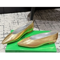 Pretty Style Bottega Veneta Sofia Ballerinas Flat in Shiny Calfskin Leather Gold 50823018