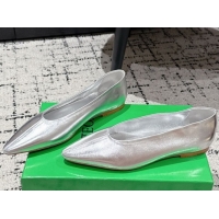 Best Product Bottega Veneta Sofia Ballerinas Flat in Shiny Calfskin Leather Silver 50823017
