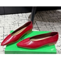 Best Price Bottega Veneta Sofia Ballerinas Flat in Shiny Calfskin Leather Red 0823020