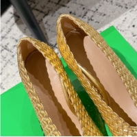 Unique Style Bottega Veneta Sofia Heel Pumps 9cm in Intreccio Leather Gold 50823027