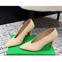 Cheap Price Bottega Veneta Sofia Heel Pumps 9cm in Intreccio Leather Nude 50823029