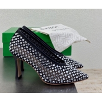 Charming Bottega Veneta Sofia Heel Pumps 9cm in Mesh and Strass Black 50823027