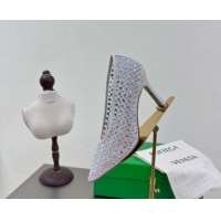 Luxury Discount Bottega Veneta Sofia Heel Pumps 9cm in Mesh and Strass White 50823028