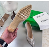 Luxury Bottega Veneta Sofia Heel Pumps 9cm in Mesh and Strass Beige 0823029