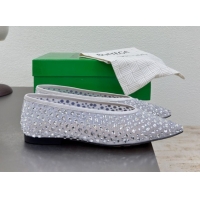 Hot Style Bottega Veneta Sofia Ballerinas Flat in Mesh and Strass White 0823030