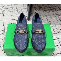 Good Product Bottega Veneta Astaire Loafers in Denim with Knot Blue/Gold 0823033