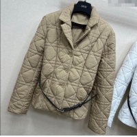 Buy Fashionable Dior Oblique Padded Jacket with Belt DR090404 Beige 2025
