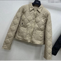 Trendy Design Dior Oblique Padded Short Jacket with Belt DR090404 Beige 2025
