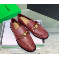 Sophisticated Bottega Veneta Astaire Loafers in Calfskin Leather with One-Tone Knot Red 0823039