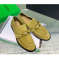 Duplicate Bottega Veneta Astaire Loafers in Suede with One-Tone Knot Green 0823041