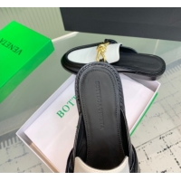 Buy Luxury Bottega Veneta Astaire Flat Mules in Calfskin Leather with Knot Black/White/Gold 0823043
