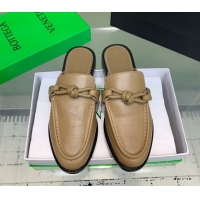 Discount Bottega Veneta Astaire Flat Mules in Calfskin Leather with One-Tone Knot Beige 0823049