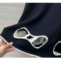 Top Design Chanel Wool Silk Sweater and Skirt Set with Bow CH111501 Black 2025