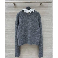 Luxury Cheap Chanel Wool Mohair Sweater with Lace CH111526 Grey 2025