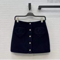 Grade Design Chanel Heart Wool Mini Skirt CH111545 Dark Blue 2025