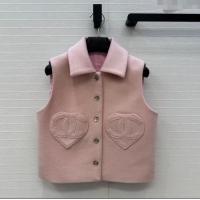 Unique Grade Chanel Heart Wool Mini Vest CH111545 Light Pink 2025