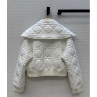 Well Crafted Dior Oblique Padded Short Jacket with Wide Neck CH090404 White 2025