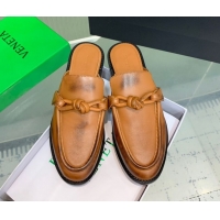 Duplicate Bottega Veneta Astaire Flat Mules in Faded Calfskin with One-Tone Knot Brown 0823052