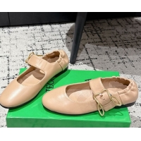 Best Price Bottega Veneta Astaire Mary-Jane Ballerinas Flat in Lambskin Leather with Rabbit Shaped Buckle Nude 0823058