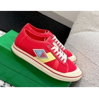 Grade Quality Bottega Veneta Eliot Low-top Sneakers in Canvas with Leather Trim Red 0823059