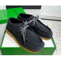 Good Quality Bottega Veneta Daddy Lace-Up Shoes in Suede Grey 0823066