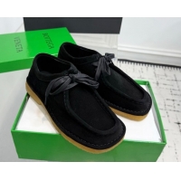 Grade Quality Bottega Veneta Daddy Lace-Up Shoes in Suede Black 0823067