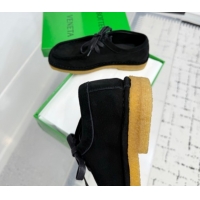 Grade Quality Bottega Veneta Daddy Lace-Up Shoes in Suede Black 0823067