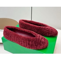 Good Product Bottega Veneta Rosa Ballerina Flat in Shearling Burgundy 1027147