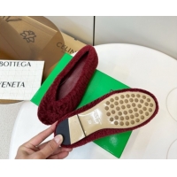 Good Product Bottega Veneta Rosa Ballerina Flat in Shearling Burgundy 1027147