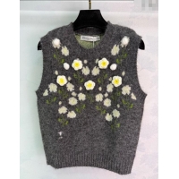 Good Quality Dior Flower Wool Blend Vest DR090528 Dark Grey 2025