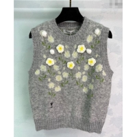 Best Quality Dior Flower Wool Blend Vest DR090528 Light Grey 2025