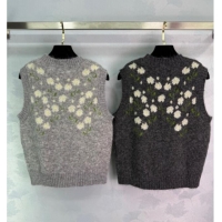 Best Quality Dior Flower Wool Blend Vest DR090528 Light Grey 2025