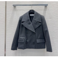 Super Quality Dior Wool Cotton Striped Jacket DR091921 Grey 2025