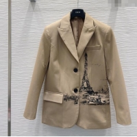 Super Quality Dior Wool Blend Printed Jacket DR091948 Beige 2025