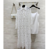 Top Grade Dior Lace Long Dress DR091974 White 2025
