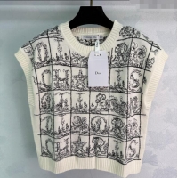 Shop Discount Dior Wool Silk Check Vest DR101402 White/Black 2025