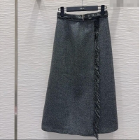 Big Discount Dior Wool Blend Skirt Fringes DR101403 Grey 2025