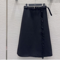 Grade Quality Dior Wool Blend Skirt Fringes DR101403 Black 2025