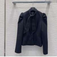 Best Product Dior Wool Blend Jacket with Bow DR101403 Black 2025