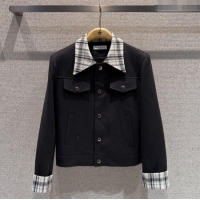 Best Price Dior Jacket with Plaid Trim 1015 Black 2025
