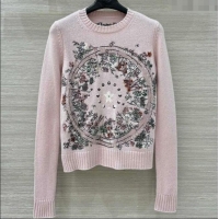 Top Grade Dior Cashmere Embroidered Sweater 1015 Light Pink 2025