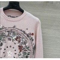 Top Grade Dior Cashmere Embroidered Sweater 1015 Light Pink 2025