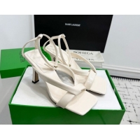 Good Quality Bottega Veneta Riva Strap Sandals 9cm in Lambskin Leather White 1027152