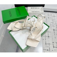 Good Quality Bottega Veneta Riva Strap Sandals 9cm in Lambskin Leather White 1027152