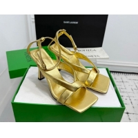 Best Grade Bottega Veneta Riva Strap Sandals 9cm in Lambskin Leather Gold 1027154